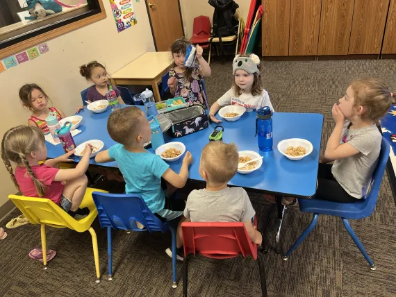 Pioneer Camp Kids eating 