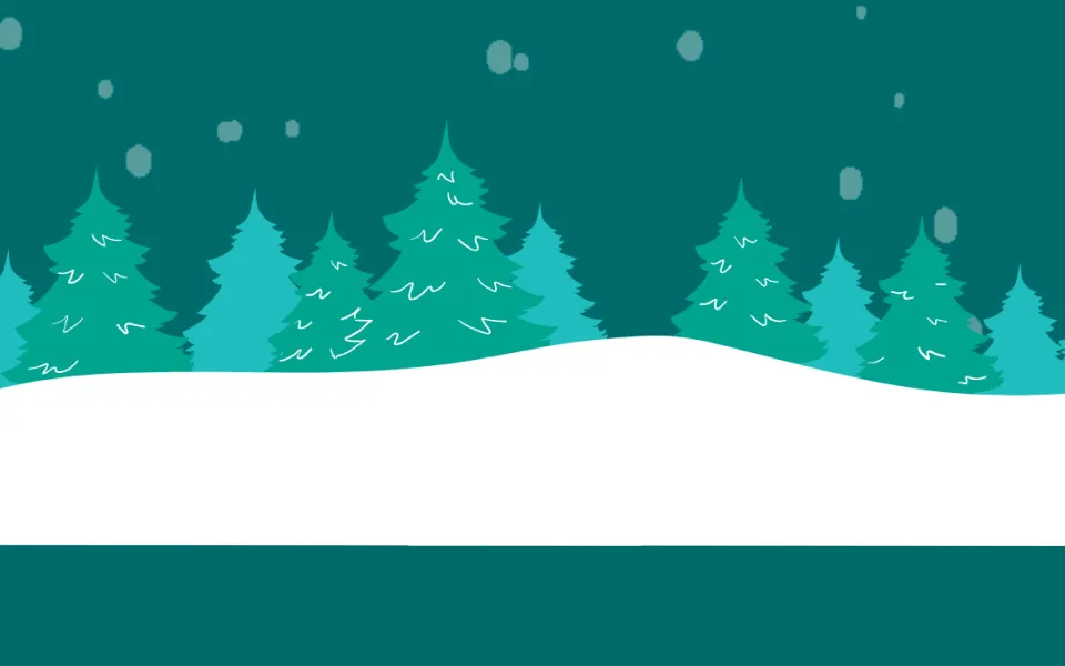 Evergreen trees on a dark green background with snow