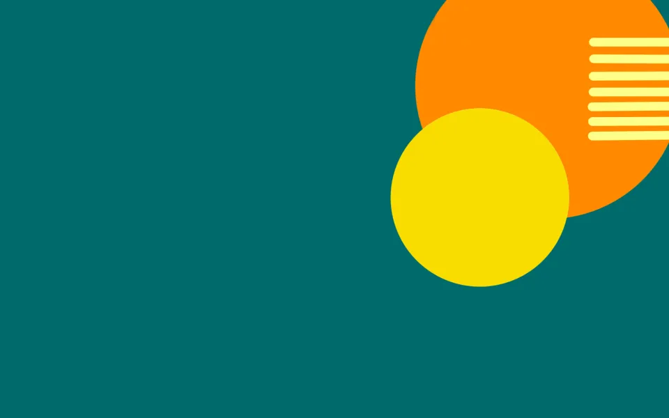 Green background with orange and gold bubbles